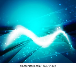 Onda brillante, fondo abstracto del vector de efecto de luz mágica