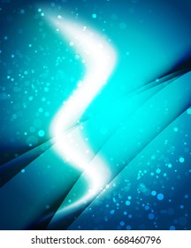 Shiny wave, magic light efffect vector abstract background