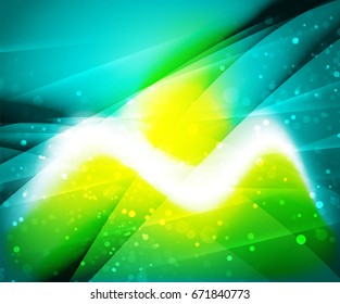 Shiny wave, magic light efffect vector abstract background