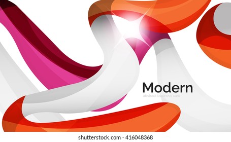 Shiny wave modern motion template - color curve stripes and lines in motion concept and with light and shadow effects. Presentation banner and business card message design template