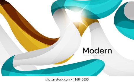 Shiny wave modern motion template - color curve stripes and lines in motion concept and with light and shadow effects. Presentation banner and business card message design template