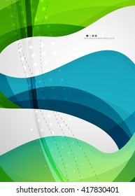 Shiny wave modern motion template - color curve stripes and lines in motion concept and with light and shadow effects. Presentation banner and business card message design template