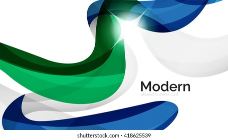Plantilla de movimiento moderno de onda brillante - franjas de curva de color y líneas en el concepto de movimiento y con efectos de luz y sombra. Banner de presentación y plantilla de diseño de mensajes de tarjeta de visita