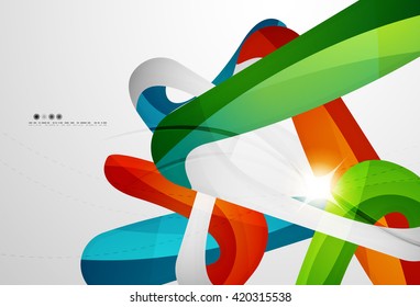 Shiny wave modern motion template - color curve stripes and lines in motion concept and with light and shadow effects. Presentation banner and business card message design template