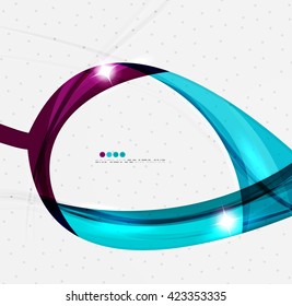 Plantilla de movimiento moderno de onda brillante - franjas de curva de color y líneas en el concepto de movimiento y con efectos de luz y sombra. Banner de presentación y plantilla de diseño de mensajes de tarjeta de visita