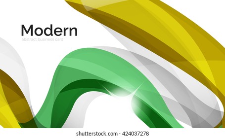 Shiny wave modern motion template - color curve stripes and lines in motion concept and with light and shadow effects. Presentation banner and business card message design template