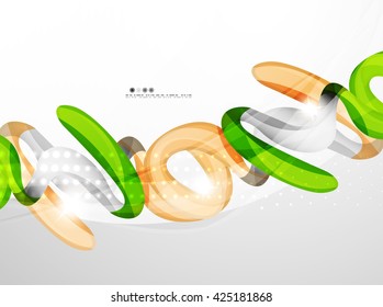 Shiny wave modern motion template - color curve stripes and lines in motion concept and with light and shadow effects. Presentation banner and business card message design template