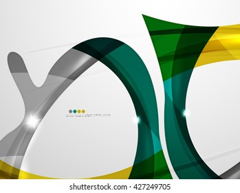 Plantilla de movimiento moderno de onda brillante - franjas de curva de color y líneas en el concepto de movimiento y con efectos de luz y sombra.