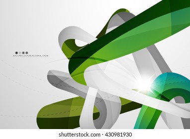 Plantilla de movimiento moderno de onda brillante - franjas de curva de color y líneas en el concepto de movimiento y con efectos de luz y sombra. Banner de presentación y plantilla de diseño de mensajes de tarjeta de visita