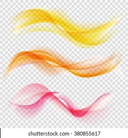 Shiny Waves Set On Transparent Background. Vector Illustration