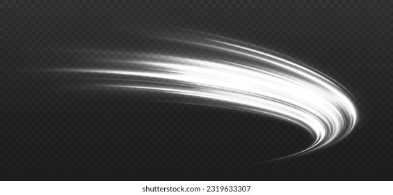 Shiny wavy comet with light effect.
Magic sparkling trails of comet. Luminous lines on transparent background. High-speed light trails effect.