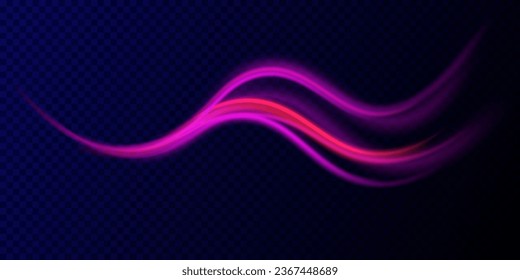 Shiny wavy path. Rotating dynamic neon circle. Colored shiny sparks of spiral wave. Curved bright speed line swirls. Magic golden swirl with highlights. Glowing swirl bokeh effect. vector png