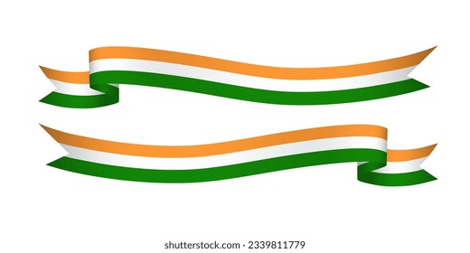 Shiny wavy ribbon with India's national flag color