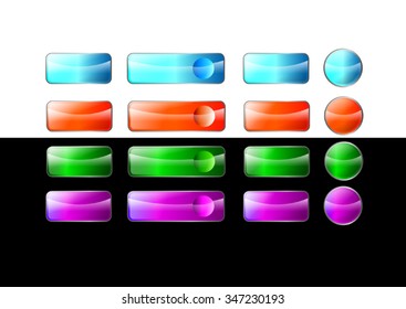 Shiny web button set in color variations 