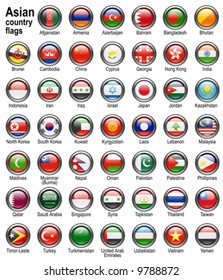 Shiny Web Buttons With Asian Country Flags