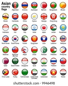 shiny web buttons with asian country flags