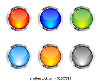 shiny web buttons different colors vector illustration