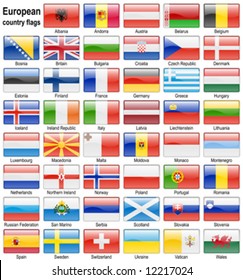 Shiny Web Buttons With European Country Flags