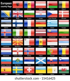 Shiny Web Buttons With European Country Flags