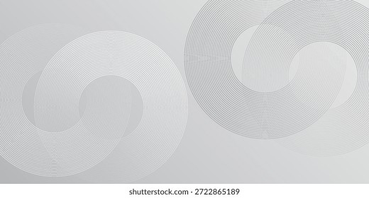 Brilhante branco brilhantes linhas geométricas em fundo cinza padrão de linhas de círculo de design moderno. Conceito de tecnologia futurista leve