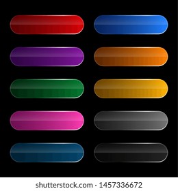 shiny wide rounded buttons set