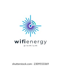 shiny wifi for internet and connection logo design