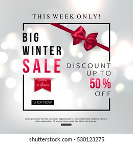 Shiny Winter Sale Banner for websites, stores, advertising campaigns. Vector illustration