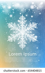 Shiny winter snowflake cover. Bright christmas banner. Shimmering holiday card. Vector illustration.