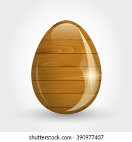 shiny wood egg, easter decoration, vector ornament, 