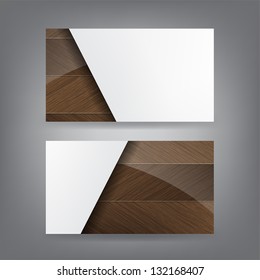 Shiny Wood And Paper Theme Business Card Template. (Vector)