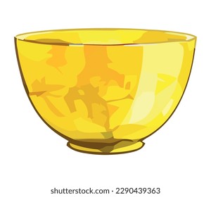 Shiny yellow crockery bowl icon