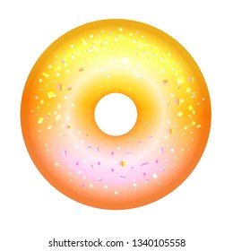 Shiny yellow donut in the gradient on a white background.

