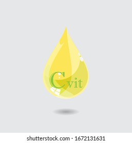 shiny yellow drop whit c vit script