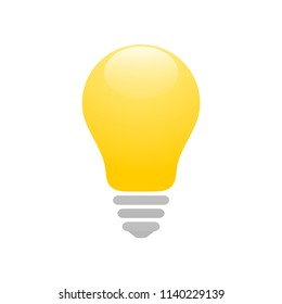 Shiny yellow light bulb icon. Idea and creativity symbol.