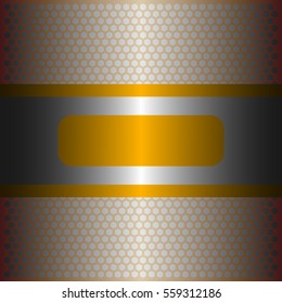 shiny yellow metal with silver background.shiny silver metal.gold plate with hexagon holes style design