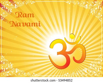 shiny yellow rays background and swirl pattern border with om