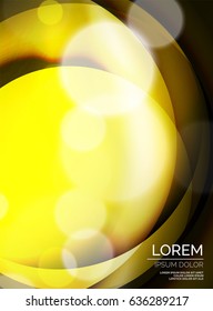 Shiny yellow silk wave template, color satin with effects, vector abstract background