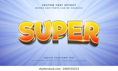 Vector de efecto de supertexto amarillo brillante, estilo gráfico premium