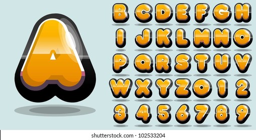 shiny yellow vector alphabet