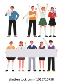 Shiny youth. Students wearing uniforms. vector illustration flat design