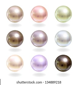 Shinyl pearls. Vector set.