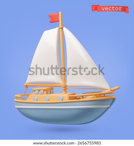 Ship 3d cartoon vector icon