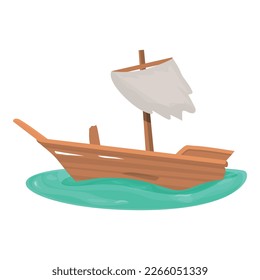 Ship accident icon cartoon vector. Old boat. Ocean sailing