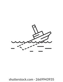 Icono de accidente de barco, el mejor ícono de línea de Vector.