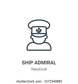 Ship admiral icon outline vector icon. Thin line black ship admiral icon icon, flat vector simple element illustration from editable nautical concept isolated on white background