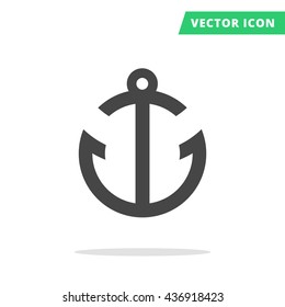 Ship anchor black vector icon, abstract marine sign