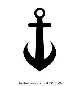 Ship anchor black vector icon, abstract marine sign