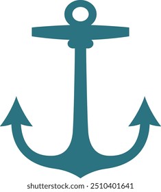 Ship anchor blue icon. Marine travel symbol