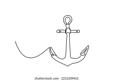 ship anchor classic old retro one line drawing