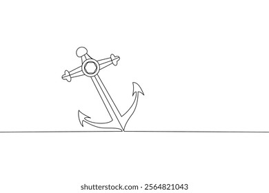 Ship anchor continuous line drawing and minimalist style isolate outline vector icon